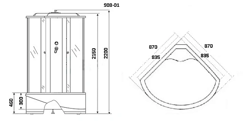 Душевая кабина Niagara Ultra NG-908-01 (900х900х2200) высокий поддон (46см) стекло тонированное 9080134 Душевая кабина Niagara Ultra NG-908-01 (900х900х2200) высокий поддон (46см) стекло тонированное 9080134