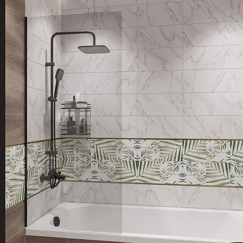 Шторка на ванну DIWO Анапа распашная 75х140, профиль черный матовый 569212 Шторка на ванну DIWO Анапа распашная 75х140, профиль черный матовый 569212