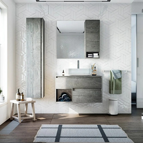 Тумба с раковиной STWORKI Карлстад 90 дуб рошелье, роверелла 427794 Тумба с раковиной STWORKI Карлстад 90 дуб рошелье, роверелла 427794