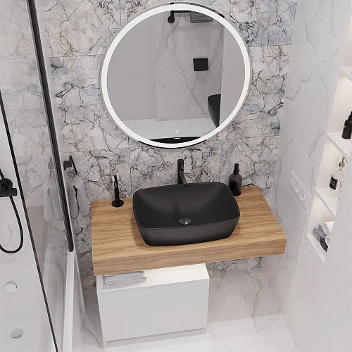 Комплект мебели STWORKI Ольборг 100 столешница дуб французский, без отверстий, с тумбой 50, с ракови 542563 Комплект мебели STWORKI Ольборг 100 столешница дуб французский, без отверстий, с тумбой 50, с ракови 542563