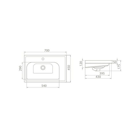 Раковина CeraStyle Frame 70 031100-u Раковина CeraStyle Frame 70 031100-u