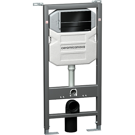 Комплект унитаза Ceramica Nova Metropol Rimless CN4002 c шумоизоляцией CN1000 инсталляцией Envision клавишей смыва Flat черный матовый и креплениями CN1002B