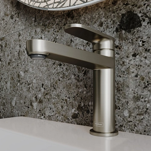 Смеситель для раковины AQUAme Novara AQM6910BN никель шлифованный Смеситель для раковины AQUAme Novara AQM6910BN никель шлифованный