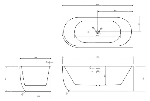 Акриловая ванна ABBER AB9315 R 170x75 правосторонняя, белая Акриловая ванна ABBER AB9315 R 170x75 правосторонняя, белая