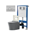 Комплект инсталляции Point Элемент PN45120 с клавишей смыва Виктория, цвет сатин/хром, PN44061SC и унитазом Вега сер мат, PN41711GM Комплект инсталляции Point Элемент PN45120 с клавишей смыва Виктория, цвет сатин/хром, PN44061SC и унитазом Вега сер мат, PN41711GM