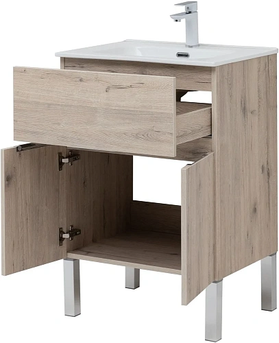 Тумба под раковину Aquanet Алвита New 60 1 ящик, 2 дверцы, дуб веллингтон белый 00277549 Тумба под раковину Aquanet Алвита New 60 1 ящик, 2 дверцы, дуб веллингтон белый 00277549