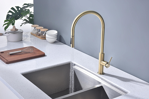 Смеситель для кухни Paulmark SENSO светлое золото Se215180-LG Смеситель для кухни Paulmark SENSO светлое золото Se215180-LG