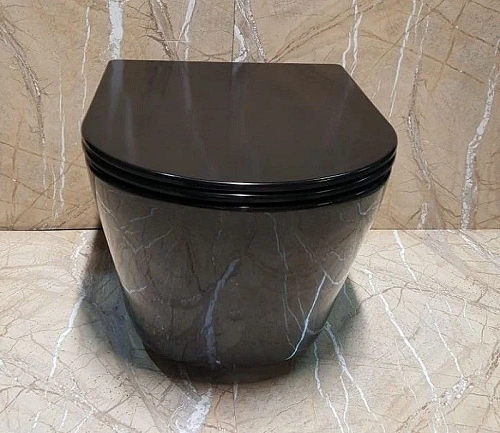 Унитаз подвесной CeramaLux 5178-18 черный с крышкой микролифт Унитаз подвесной CeramaLux 5178-18 черный с крышкой микролифт