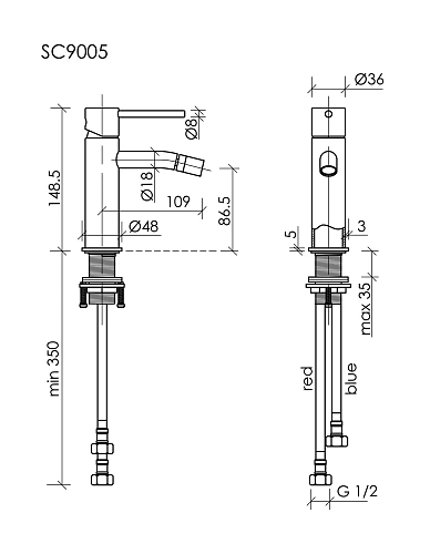 Смеситель для биде SANCOS Etna SC9005BN брашированный никель Смеситель для биде SANCOS Etna SC9005BN брашированный никель