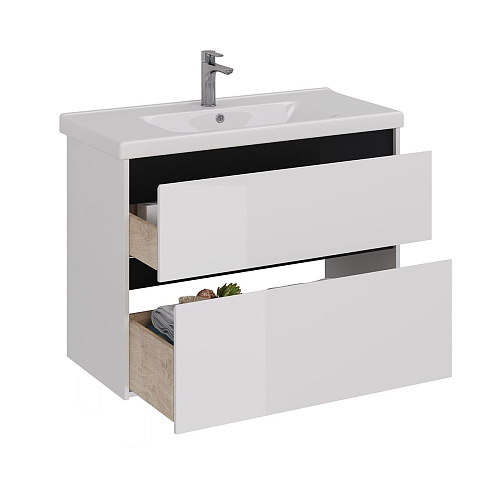 Тумба под раковину Lemark COMBI 100 см подвесная/напольная, черный/белый LM03C100T-black Тумба под раковину Lemark COMBI 100 см подвесная/напольная, черный/белый LM03C100T-black