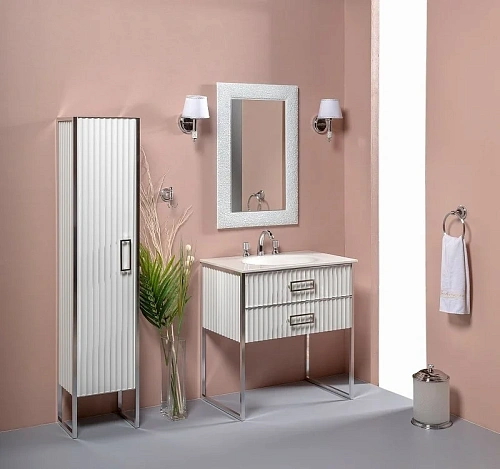 Тумба под раковину Boheme MONACO 80см h74см белая глянец + хром под раковину чашу 867-080-WCR Тумба под раковину Boheme MONACO 80см h74см белая глянец + хром под раковину чашу 867-080-WCR