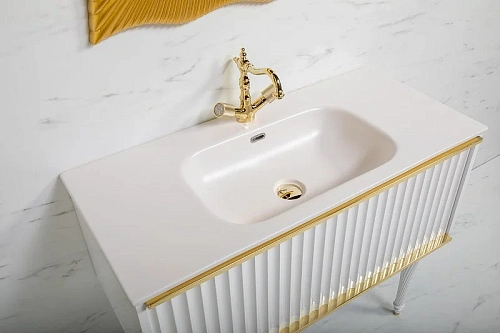 Тумба под раковину Boheme Armadi Art Vallessi Avantgarde Canale 100 843-100-WG подвесная Белая Золот Тумба под раковину Boheme Armadi Art Vallessi Avantgarde Canale 100 843-100-WG подвесная Белая Золот