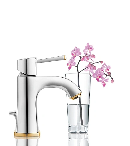 Смеситель для раковины GROHE Grandera с донным клапаном, хром/золото (23303IG0) Смеситель для раковины GROHE Grandera с донным клапаном, хром/золото (23303IG0)