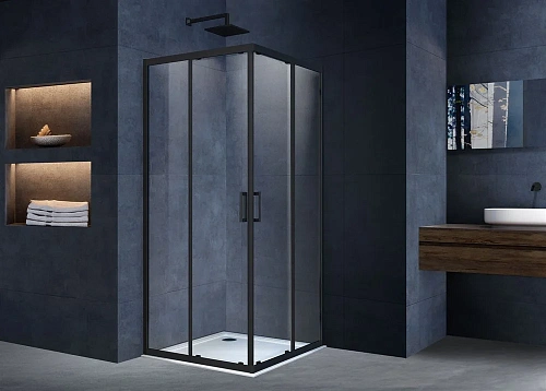 Душевой уголок Alpha VSS-3AL900CLB, 900x900, черный, стекло прозрачное Душевой уголок Alpha VSS-3AL900CLB, 900x900, черный, стекло прозрачное