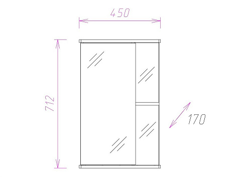 Зеркальный шкаф Onika КАРИНА 45.00 Универсальный 204504 Зеркальный шкаф Onika КАРИНА 45.00 Универсальный 204504