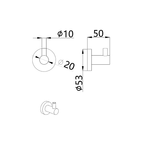 Крючок AQUAme Trento AQM7201MB черный Крючок AQUAme Trento AQM7201MB черный