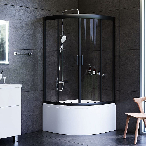 Душевой уголок AM.PM Gem W90G-401A090BT четверть круга 90x90 стекло прозрачное, профиль черный матовый Душевой уголок AM.PM Gem W90G-401A090BT четверть круга 90x90 стекло прозрачное, профиль черный матовый