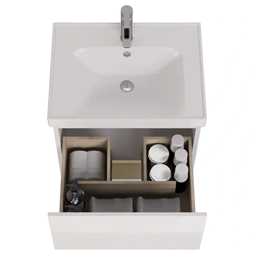 Тумба под раковину DREJA PERFECTO, 60 см, подвесная, 1 ящик, push-to-open, белый глянец 99.0806 Тумба под раковину DREJA PERFECTO, 60 см, подвесная, 1 ящик, push-to-open, белый глянец 99.0806