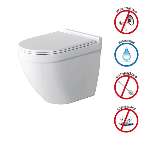 Унитаз подвесной GROSSMAN GR-4483SQ 520x360x410 безободковый смыв торнадо бесшумный с сиденьем Унитаз подвесной GROSSMAN GR-4483SQ 520x360x410 безободковый смыв торнадо бесшумный с сиденьем