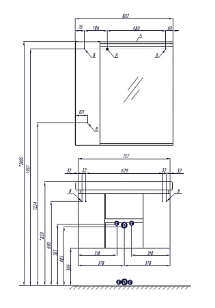Зеркальный шкаф Aquaton Рене 80 белый, грецкий орех 1A222502NRC80 Зеркальный шкаф Aquaton Рене 80 белый, грецкий орех 1A222502NRC80