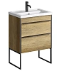 Тумба под раковину AQWELLA Fargo 60см FRG0106DB+FRGN380 напольная, дуб балтийский