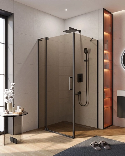 Душевой уголок CEZARES SLIDER-AH-1-100-100/110-BR-NERO 100-110x100см стекло тонированное (бронза), профиль черный Душевой уголок CEZARES SLIDER-AH-1-100-100/110-BR-NERO 100-110x100см стекло тонированное (бронза), профиль черный