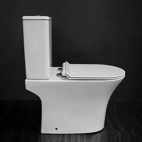 Унитаз напольный CeramaLux 1217A с бачком и крышкой микролифт, белый Унитаз напольный CeramaLux 1217A с бачком и крышкой микролифт, белый