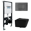 Комплект унитаза ABBER Rechteck AC1201MB черный матовый с инсталляцией AC0105 и кнопкой AC0120NG никель Комплект унитаза ABBER Rechteck AC1201MB черный матовый с инсталляцией AC0105 и кнопкой AC0120NG никель