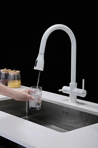 Смеситель для кухни Paulmark LANGE белый матовый La214212-WH Смеситель для кухни Paulmark LANGE белый матовый La214212-WH