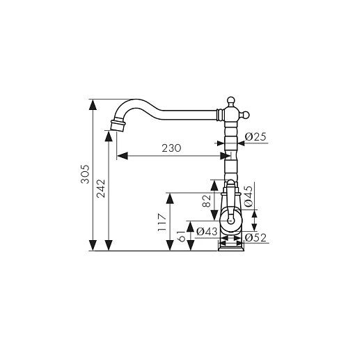 Смеситель для кухни Kaiser Vincent бронза 31544-1 Смеситель для кухни Kaiser Vincent бронза 31544-1