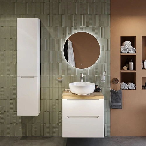 Комплект мебели STWORKI Берген 60 белая со светлой столешницей, раковина Moon 1 549384 Комплект мебели STWORKI Берген 60 белая со светлой столешницей, раковина Moon 1 549384