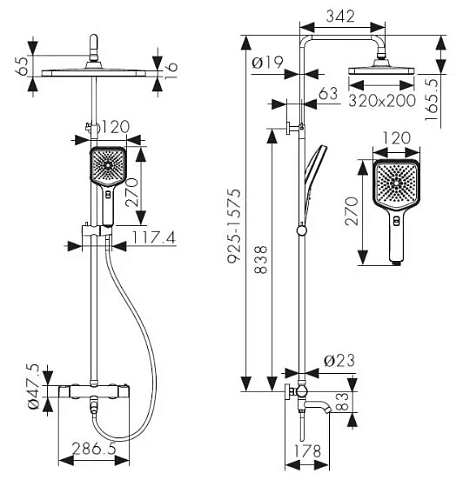 Душевая система Kaiser Vita с термостатом хром 43182 Душевая система Kaiser Vita с термостатом хром 43182