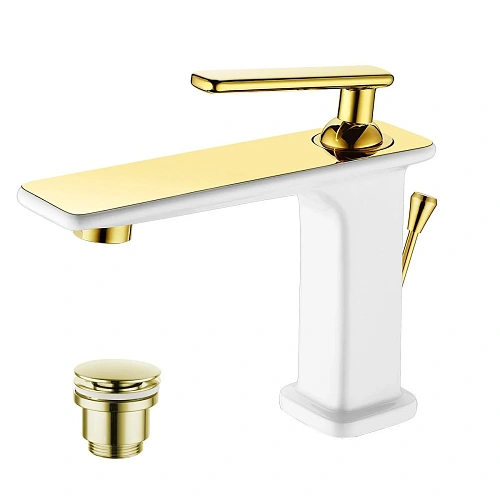 Смеситель для раковины Lemark Mista LM6406WG , белый/золото Смеситель для раковины Lemark Mista LM6406WG , белый/золото