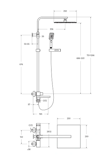 Душевая система BelBagno LUCE LUC-VSCM-CRM хром Душевая система BelBagno LUCE LUC-VSCM-CRM хром