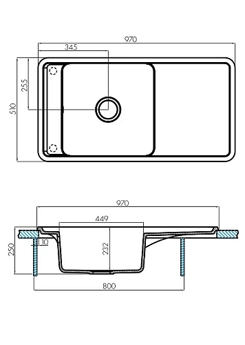 Кухонная мойка Aquaton Беллис 97 1A725132BS290 из литого мрамора, шампань Кухонная мойка Aquaton Беллис 97 1A725132BS290 из литого мрамора, шампань