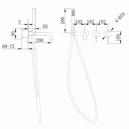 Смеситель для ванны ABBER Wasser Kreis AF8130NG скрытого монтажа, никель Смеситель для ванны ABBER Wasser Kreis AF8130NG скрытого монтажа, никель