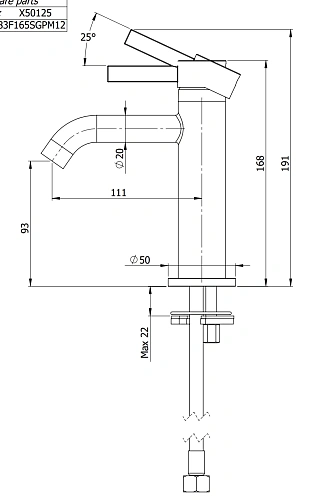 Смеситель для раковины Remer Metrica MC12RP, медь брашированная Смеситель для раковины Remer Metrica MC12RP, медь брашированная