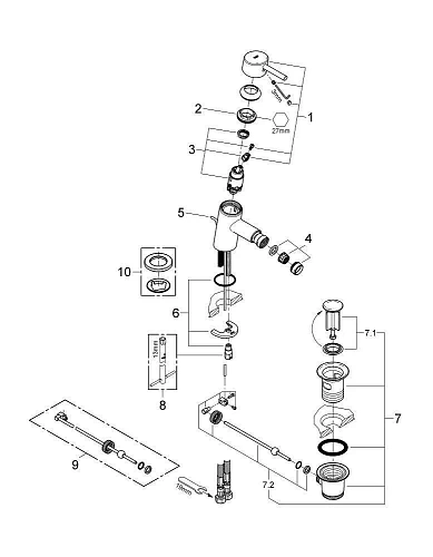 Смеситель для биде GROHE Concetto с донным клапаном, хром (32208001) Смеситель для биде GROHE Concetto с донным клапаном, хром (32208001)