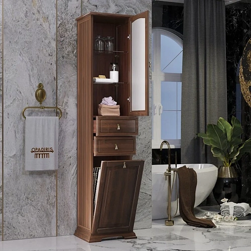 Шкаф-пенал Opadiris Риспекто 40, с бельевой корзиной, орех антикварный, правый, вар. 2 00-00005841 Шкаф-пенал Opadiris Риспекто 40, с бельевой корзиной, орех антикварный, правый, вар. 2 00-00005841