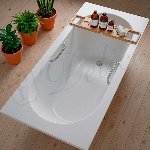 Ванна из искусственного камня Delice Bravo 160х70 DLR330033R-M с ручками хром, матовая Ванна из искусственного камня Delice Bravo 160х70 DLR330033R-M с ручками хром, матовая