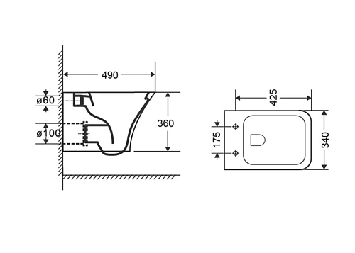 Унитаз подвесной Orange C02-100w безободковый, сиденье с микролифтом Унитаз подвесной Orange C02-100w безободковый, сиденье с микролифтом