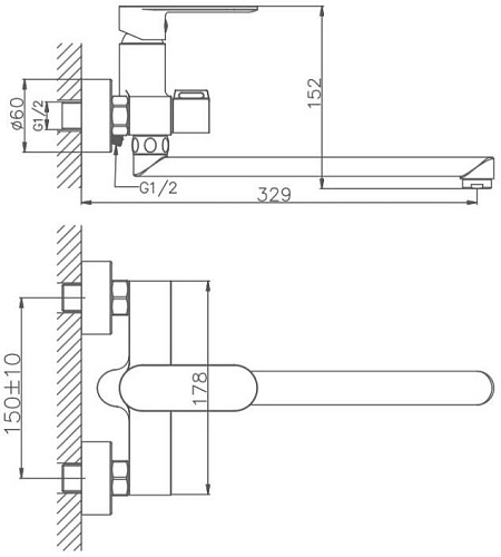 Смеситель для ванны Haiba HB22590, хром Смеситель для ванны Haiba HB22590, хром