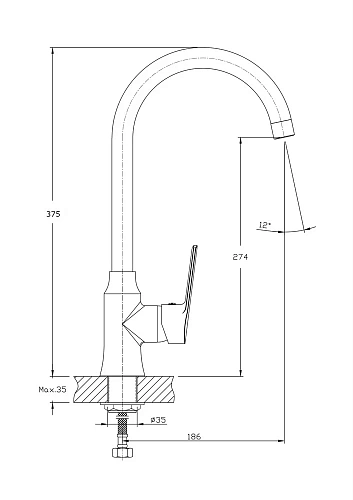 Смеситель для кухни Rush Balearic BA3935-22 с высоким, поворотным изливом Смеситель для кухни Rush Balearic BA3935-22 с высоким, поворотным изливом