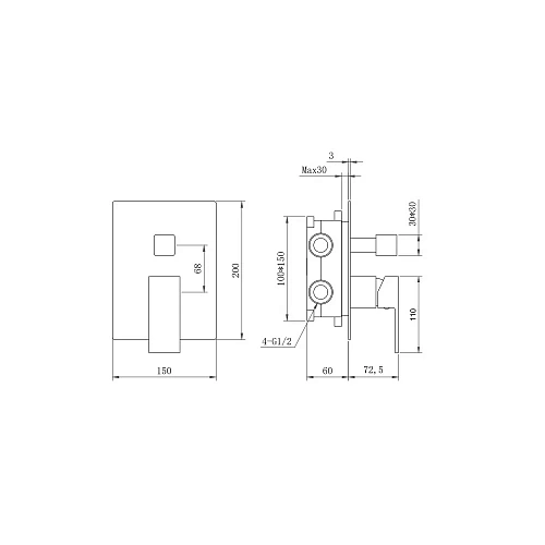 Душевая система BERGES NARDIS 3S встраиваемая, поворотный излив, хром 071010 Душевая система BERGES NARDIS 3S встраиваемая, поворотный излив, хром 071010