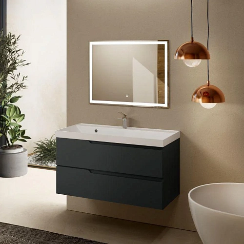 Тумба под раковину AQUAme AQM900310GM S3 подвесная 100 см антрацит Тумба под раковину AQUAme AQM900310GM S3 подвесная 100 см антрацит