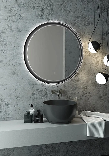 Зеркало STWORKI Гриндстед 80 черное, с подсветкой 557891 Зеркало STWORKI Гриндстед 80 черное, с подсветкой 557891