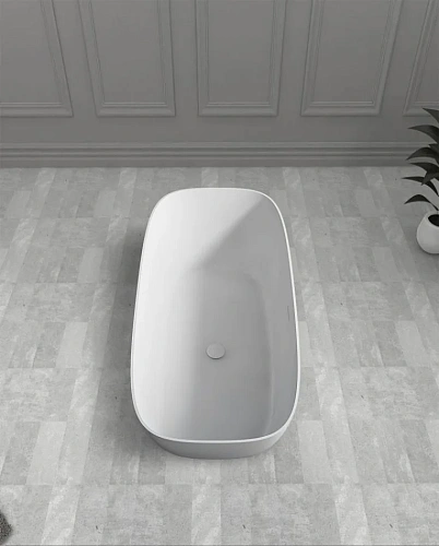 Ванна отдельностоящая ABBER AS9612-1.7 170x72 универсальная, белая матовая, искусственный камень Ванна отдельностоящая ABBER AS9612-1.7 170x72 универсальная, белая матовая, искусственный камень