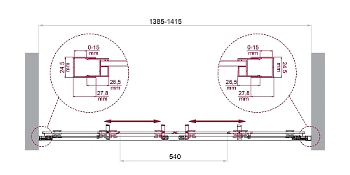 Душевая дверь BelBagno LUCE-BF-2-140-C-Cr Душевая дверь BelBagno LUCE-BF-2-140-C-Cr