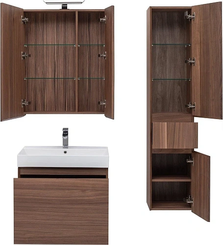 Зеркальный шкаф Aquanet Нью-Йорк 70 орех 00203952 Зеркальный шкаф Aquanet Нью-Йорк 70 орех 00203952