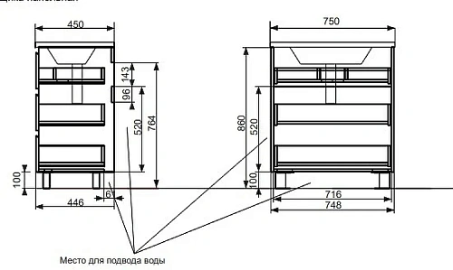 Тумба с раковиной Эстет Bali New ФР-00009965 750х450 напольная 3 ящика Тумба с раковиной Эстет Bali New ФР-00009965 750х450 напольная 3 ящика